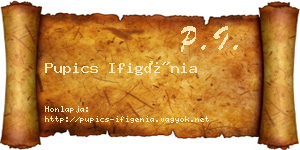 Pupics Ifigénia névjegykártya